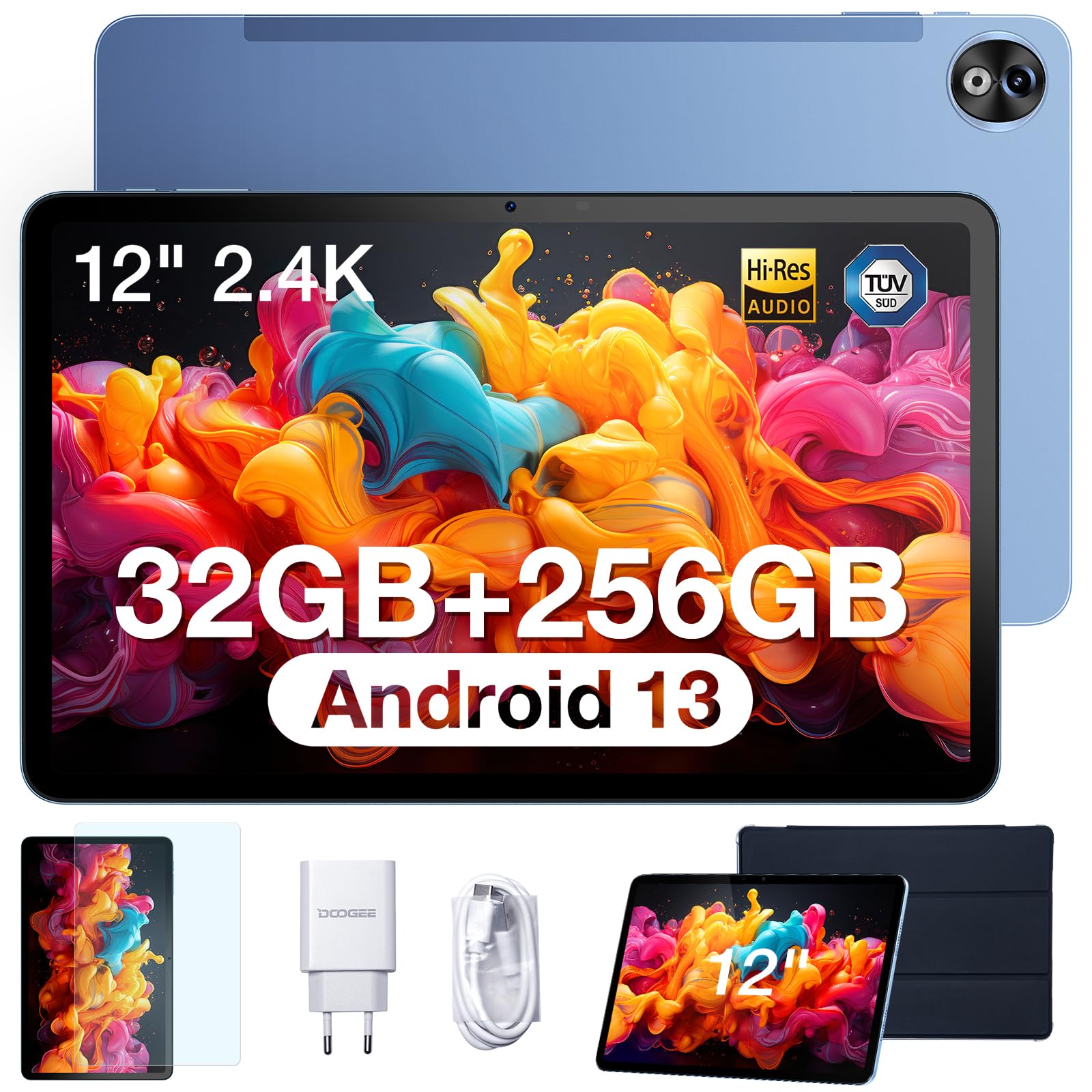 DOOGEE T20 Ultra Tablet 12 Pollici, 32GB RAM + 256GB ROM (2TB TF), 10800mAh, Helio G99 Octa-Core 2.2GHz Tablet Android 13, 2.4K Display, Tablet PC Dual SIM 4G LTE/5G WiFi/GMS/GPS/Widevine L1, Nero