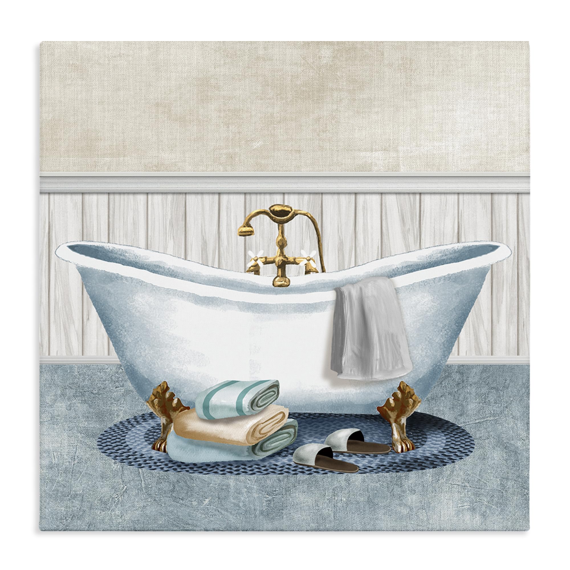 Stupell Industries 'Cozy Spa Bathtub & Slippers', Canvas Art, 30 x 30 Inches, Easy to Hang and Sturdy, Made in USA, by Conrad Knutsen