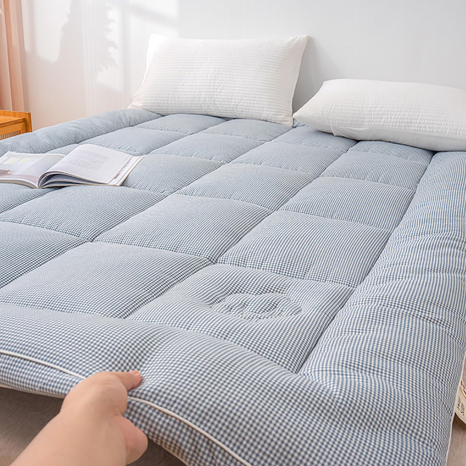 Faltbare Futon-Matratze, tragbar, gesteppt, Camping-Matratze, dicke Tatami-Matte, aufrollbare Matratze, Schlafunterlage für Sofa, Zuhause und Camping (120 x 203 cm), braun)