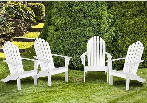 Miniatura 7 de Tangkula Silla Adirondack, tumbona Adirondack de madera de acacia, sillones para exteriores con asientos de listones, resistente a la intemperie