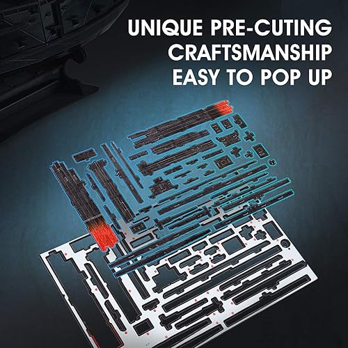 Vista 5 de CubicFun Rompecabezas 3D para adultos – Barco pirata LED Queen Anne's Revenge – Rompecabezas de velero grande de 27 pulgadas – Decoración