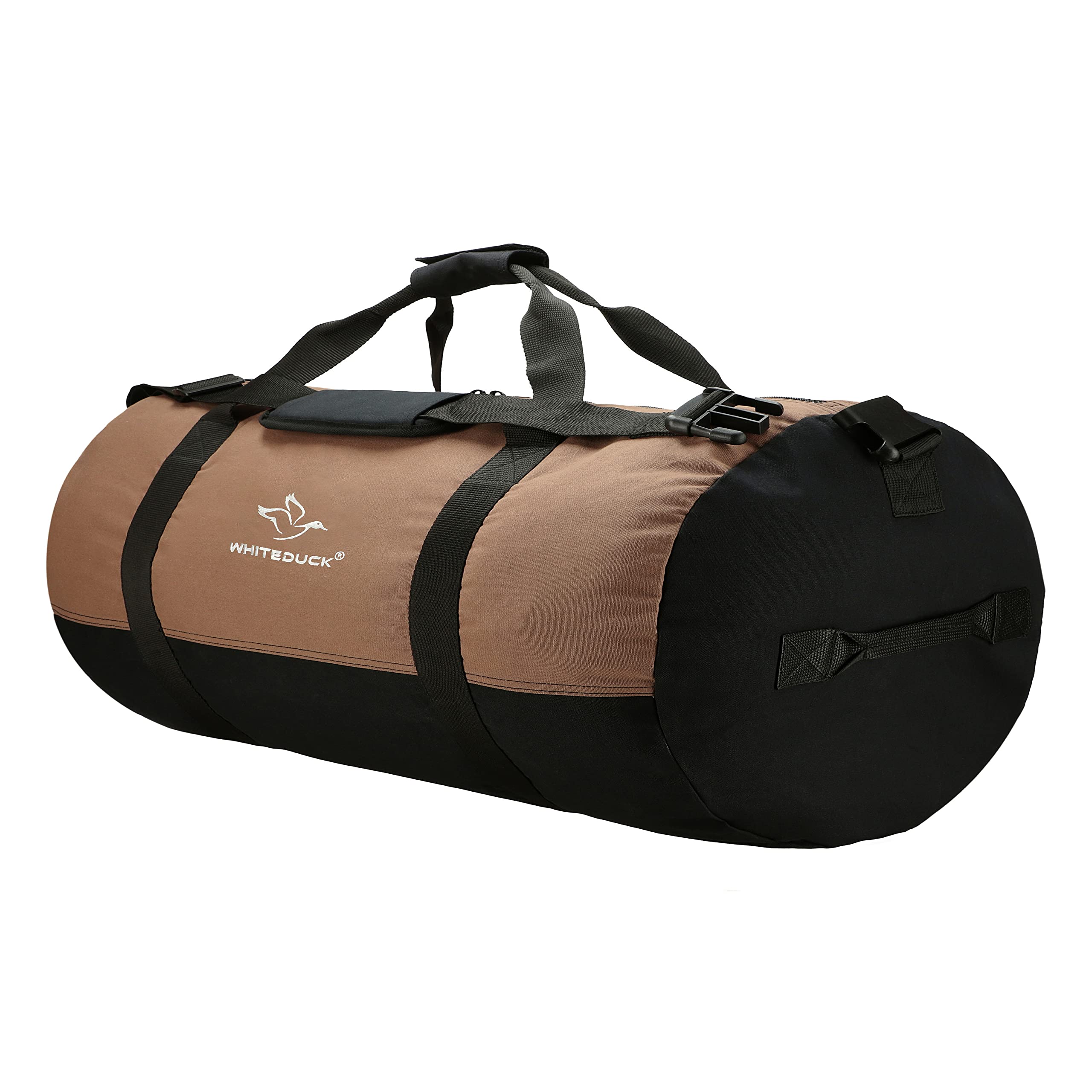 WHITEDUCK Heavy Duty Canvas Duffel Bag for Men and Women - Foldable Military Army Style Duffel Bag, with Full Length Zipper- Outdoors, Travel, Gym &