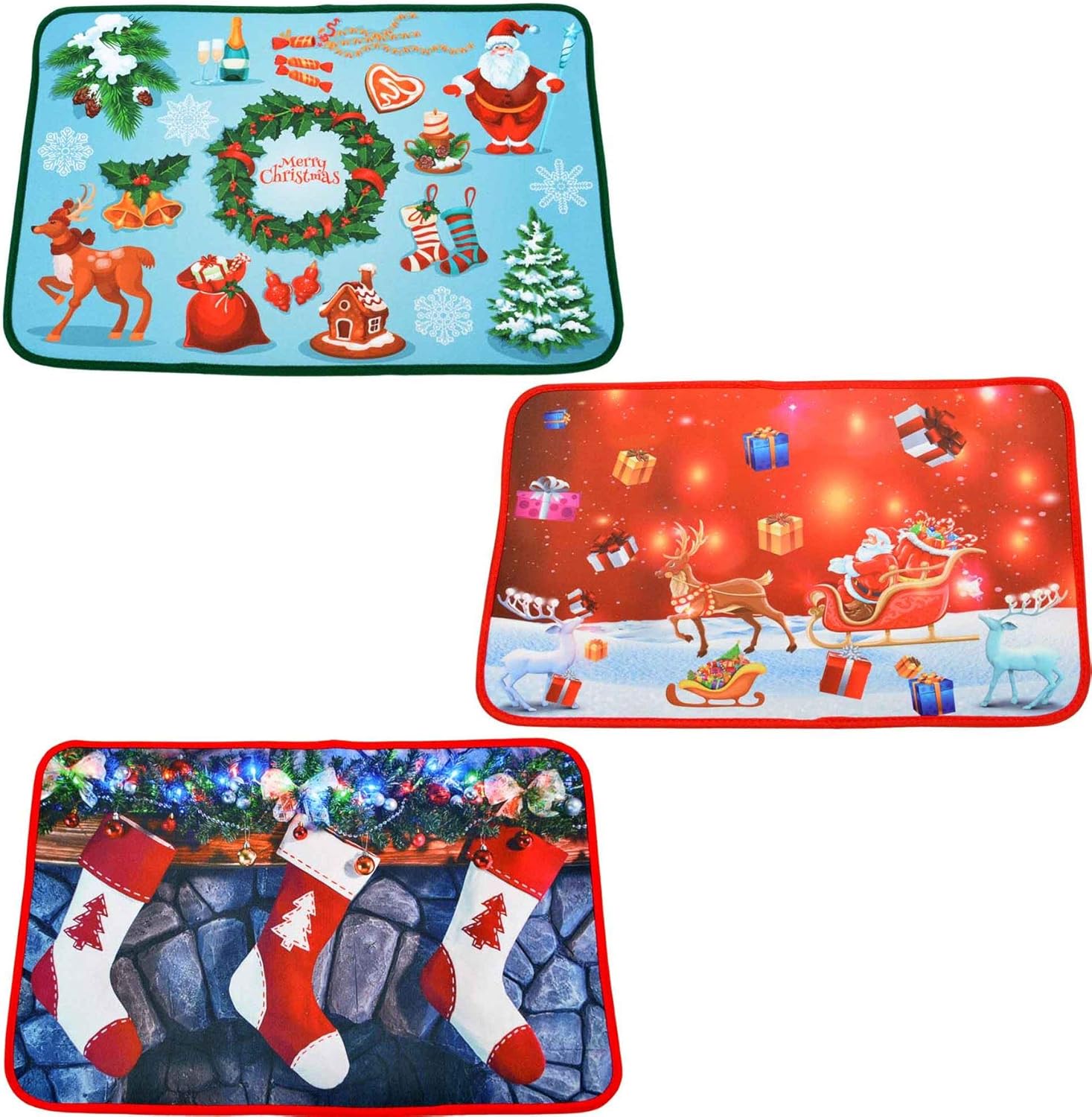 SHATCHI Christmas Doormat Printed Smooth Anti-Slip Ground Mats Rugs Merry Christmas Indoor Outside Entrance Toilet Welcome Xmas Occasion Decorations