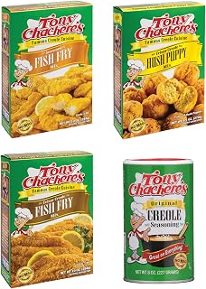 4 Pack Bundle - Fish Fry, Crispy Fish Fry, Hush Puppy Mix, and 8 Ounce Original Seasoning