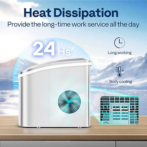 Miniatura 3 de VIVOHOME Máquina de hielo para encimera de 26 librasdía 9 cubos de hielo en 6 minutos, máquina para hacer hielo con cuchara de mano y máquina de