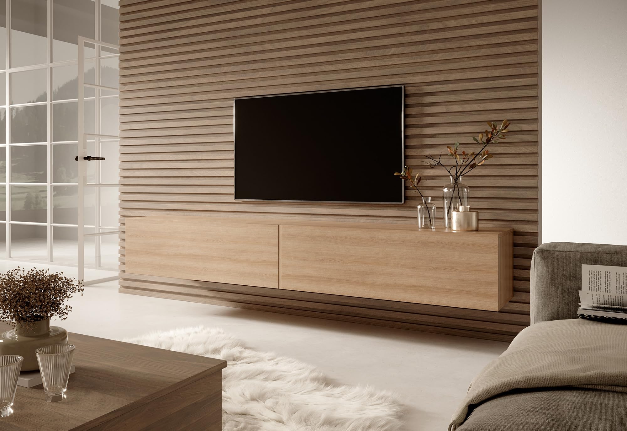 Selsey Bisira - Mueble TV, Roble Lindberg, 200 cm