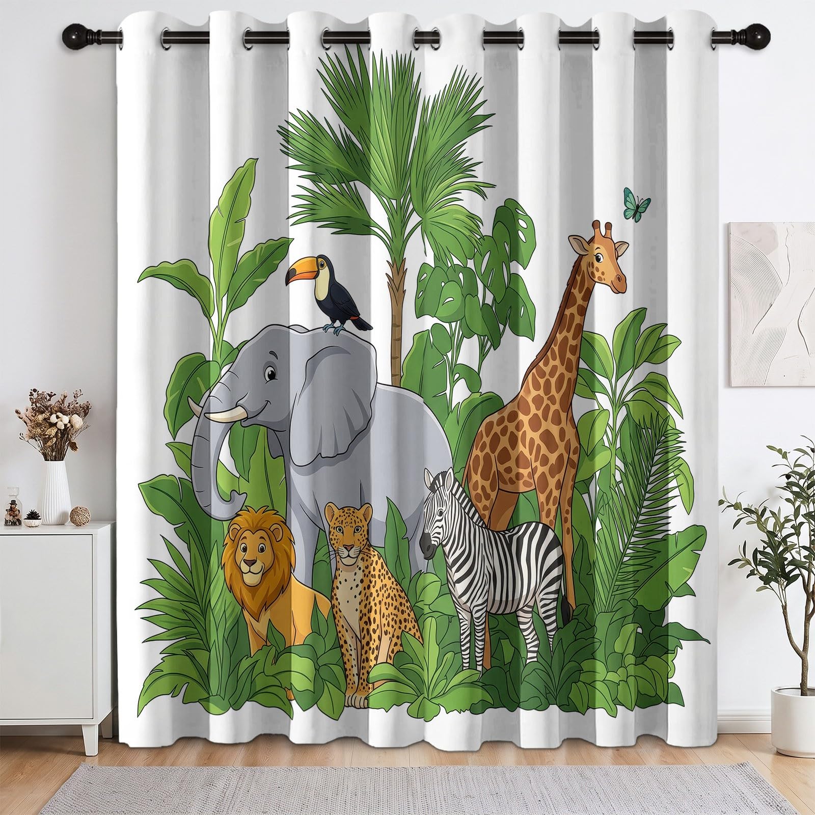 Elefant Tukan Zebra Verdunkelungsvorhänge 2er Set H215 x B110 cm