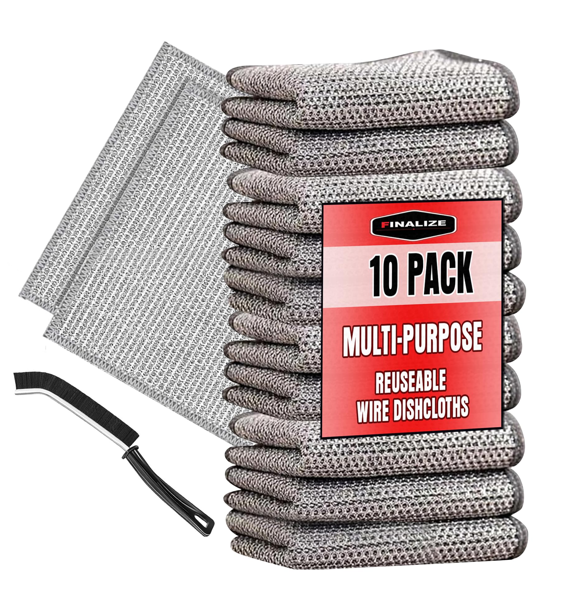 Finalize 10 Pack Non-Scratch Wire Dishcloth & Gaps Cleaning Brush, Multipurpose Wire Dishwashing Rags for Wet and Dry,Easy Rinsing,Reusable,Wire Cleaning Cloth for Kitchen, Sinks,Pots,Pans (Pic -10) (B0D2VDHC7G) Amazon Price History, Amazon Price Tracker
