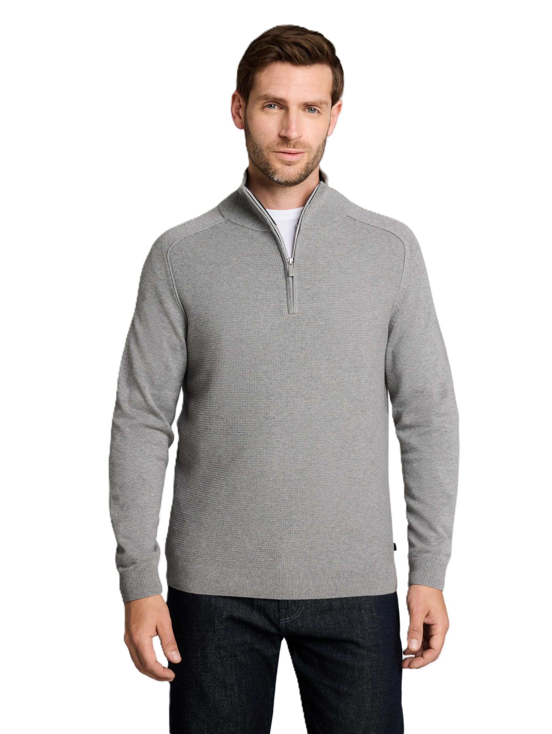 TOM TAILOR Herren Troyer Strickpullover aus Baumwolle