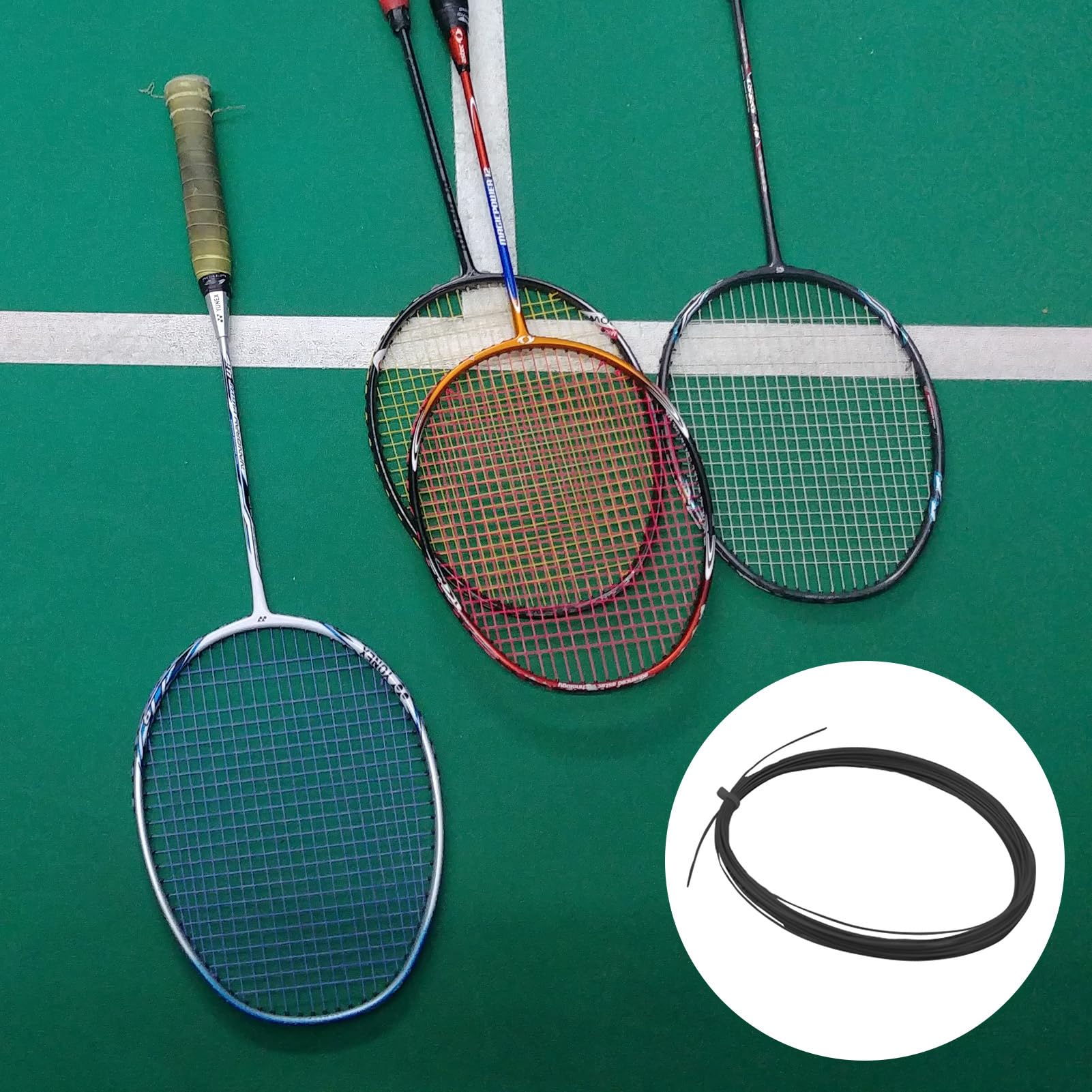 Cuerda de raqueta de bádminton – Reemplazo de cuerda de raqueta de alta flexibilidad | Accesorio elástico de reparación de raquetas para aficionados, profesionales, entusiastas adultos, adolescentes y