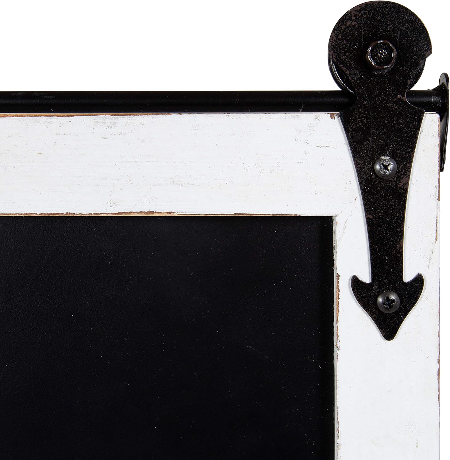 Kate and Laurel Cates Modern Farmhouse Barn Door Wood Framed Chalkboard, Rustic White : Office Products