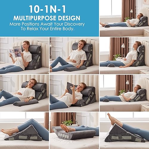 Miniatura 3 de 4 almohadas de cuña para cabecero, almohada de cuña ajustable para apnea del sueño, juego de cuña triangular de 23 pulgadas de ancho para después de