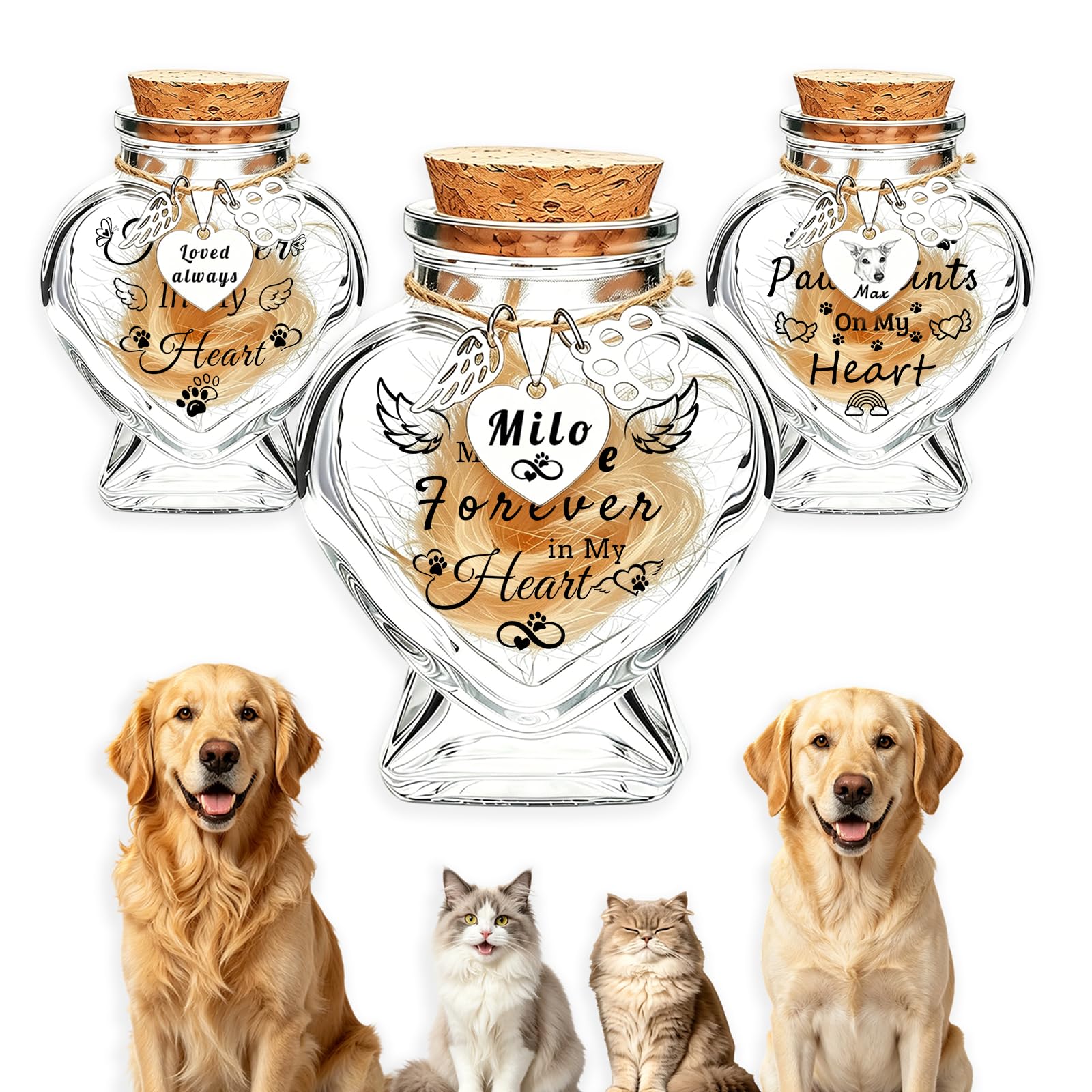 Iwe Personalised Pet Fur Keepsake Bottle for Dog & Cat Hair (Bottle)
