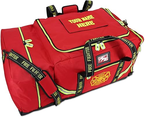 Lightning X - Bolsa personalizable para equipo de bomberos con nombre bordado, 3XL, color rojo