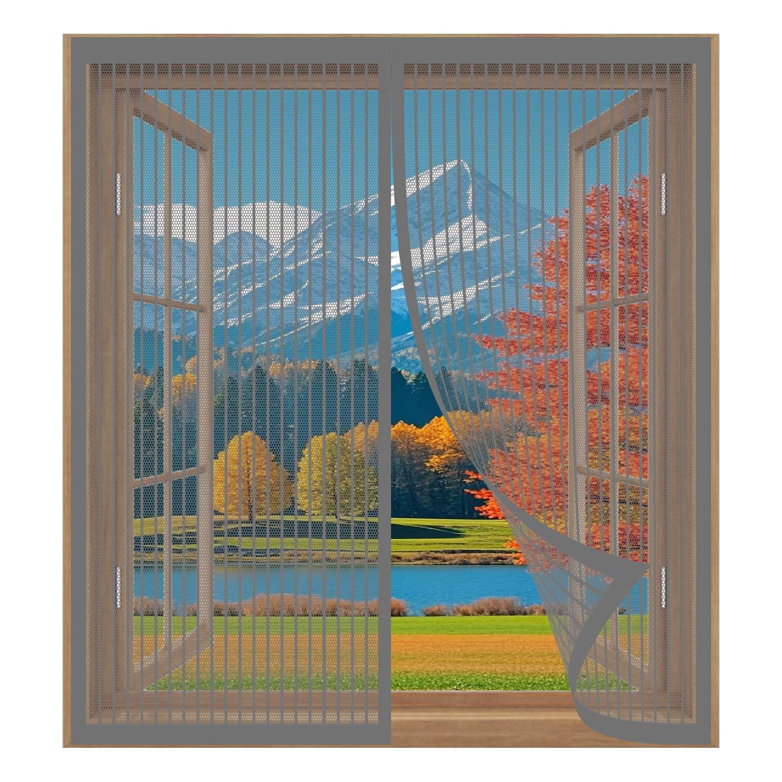 Moustiquaire magnétique 120 x 140 cm grise pour fenêtre sans percer