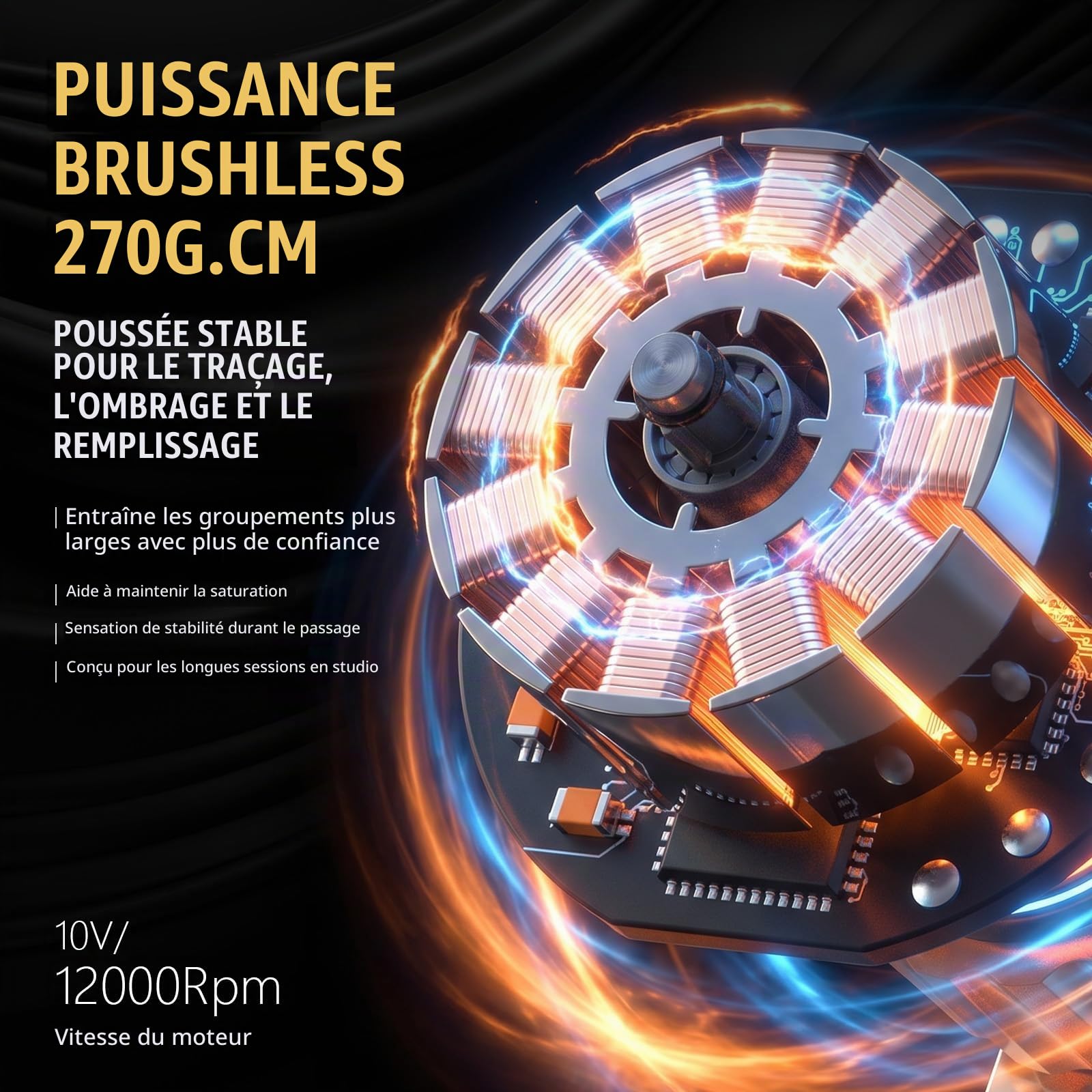 Ambition Epoch Max Machine à Tatouer Sans Fil - Machine Tatouage Rotative, Course Réglable sans Outil à Entraînement Direct, Moteur Brushless 270g.cm, Double Batterie 2400mAh pour Artistes Pros