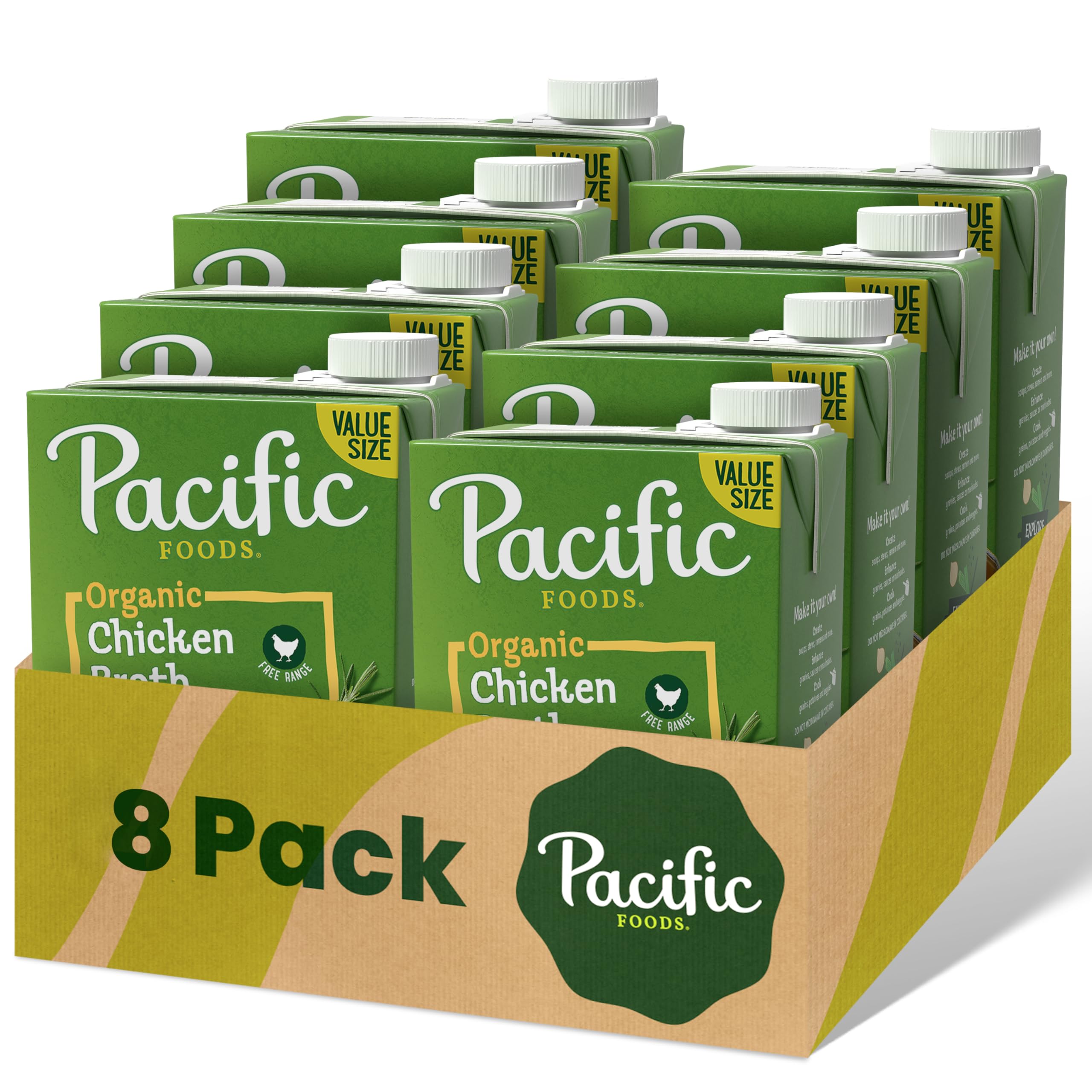 Pacific FoodsLow Sodium Organic Free Range Chicken Broth, 48 oz Carton (Case of 8)USDA Organic