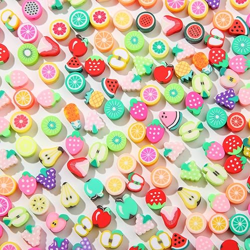 Miniatura 9 de BERMRO 200 cuentas de arcilla polimérica, bonitas cuentas espaciadoras Heishi, suministros para manualidades, pulseras, aretes, collares para hacer