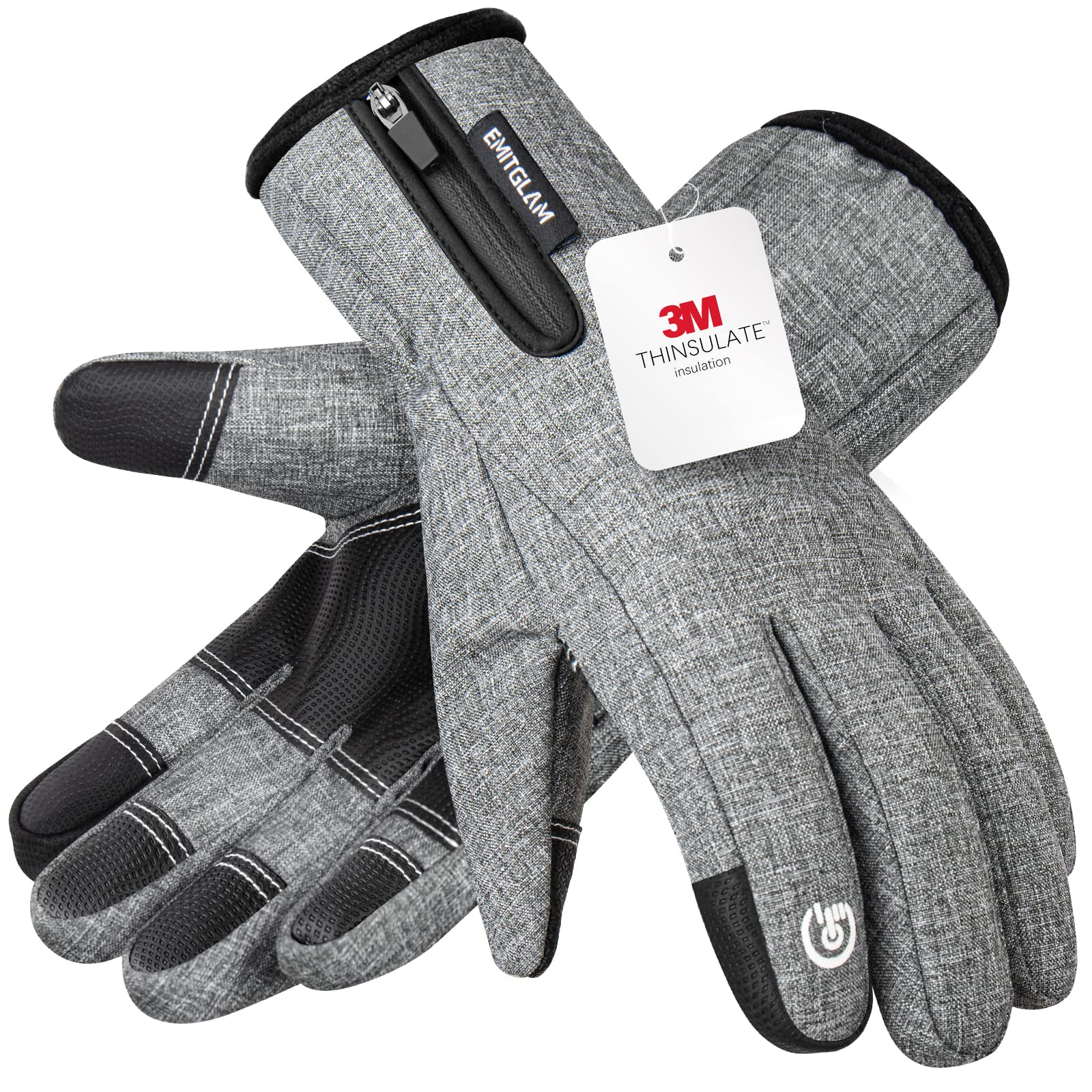 Winter Gloves Men & Women Made with 3M Premium Insulation, Waterproof Snow Ski Gloves with 10 Touchscreen Fingers & 5-Layer Fabric, Windproof Thermal Warm Gloves for Cold Weather