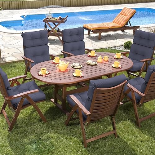 Miniatura 7 de Juego de 2 cojines para sillas de respaldo alto para exteriores de 44 x 22 pulgadas, repelentes al agua, cojines de asiento mecedor, cojines de