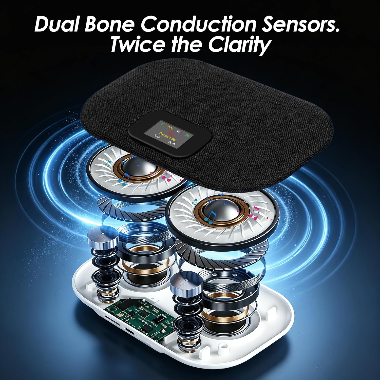 Bluetooth Pillow Speaker with LED Display, Dual Bone Conduction, Black 5 81i7RCMFS+L. AC SL1500