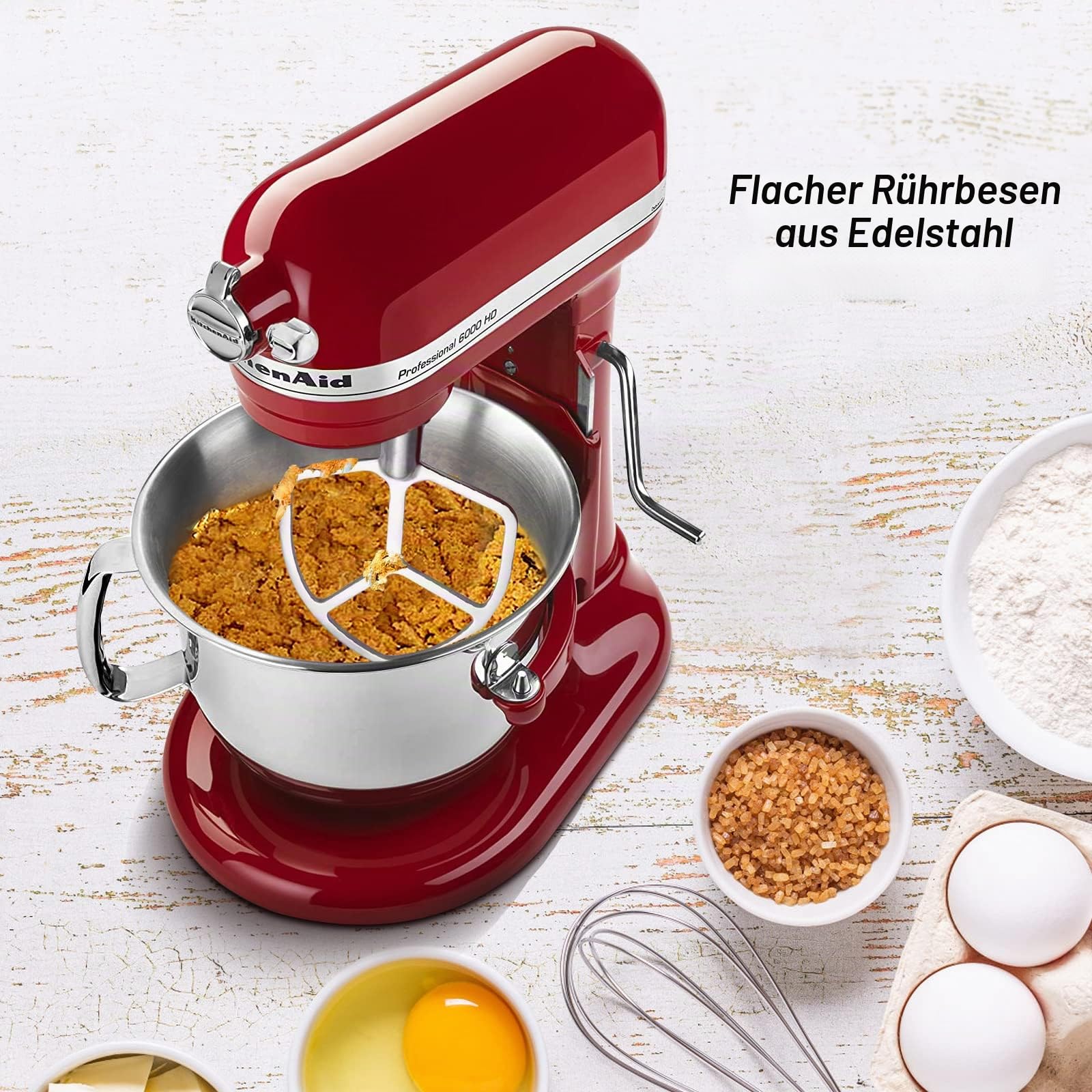 Gdrtwwh Edelstahl-Flachrühraufsatz für KitchenAid 5 & 6 Quart Bowl-Lift Mixer Backen - Gebäck Teig Teig Rühren Zubehör (spülmaschinenfest)
