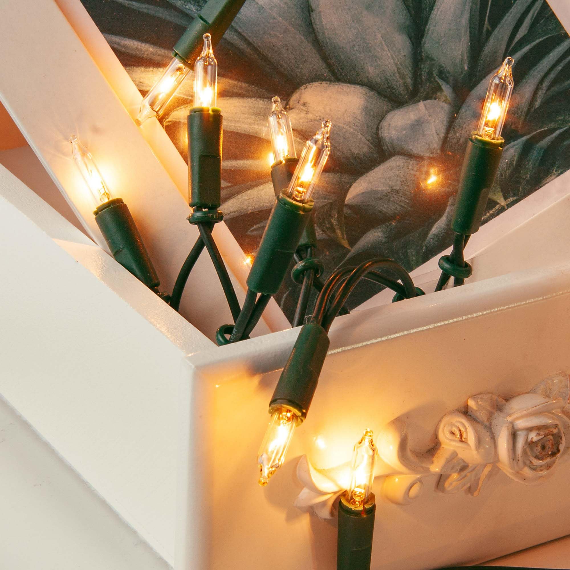 hellum Lichterkette innen strombetrieben, mini Lichterkette 10er Ersatzbirnen klare warme Lichter, beleuchtete 1,35m, Kabel grün 10 Lichter mit Stecker für Weihnachten <59 Lumen 831115