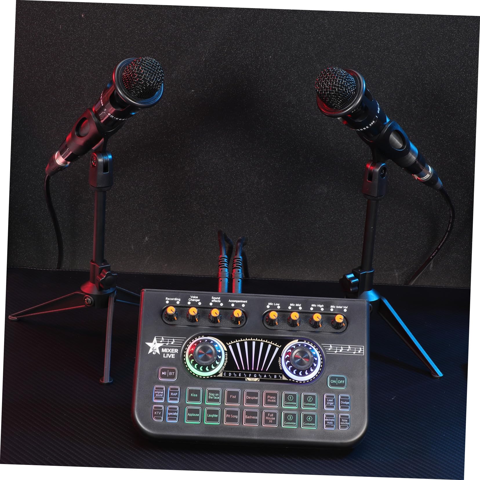 Yardwe Live Soundkarte mit Audiomixer und Stimmverzerrer Professionelles Podcast Mikrofon Bundle Metall und Kunststoff für Live Streaming und Musikaufnahme