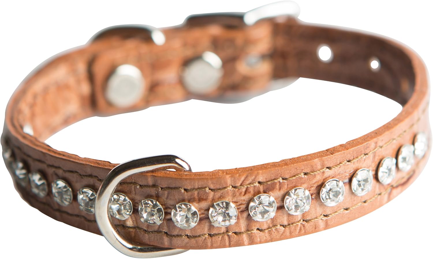 Signature Leather Crystal Dog Collar, Metallic Turquoise Solid Grain Leather, Fits 11.5"-13.5" Neck Size, 16" Overall Length image 3