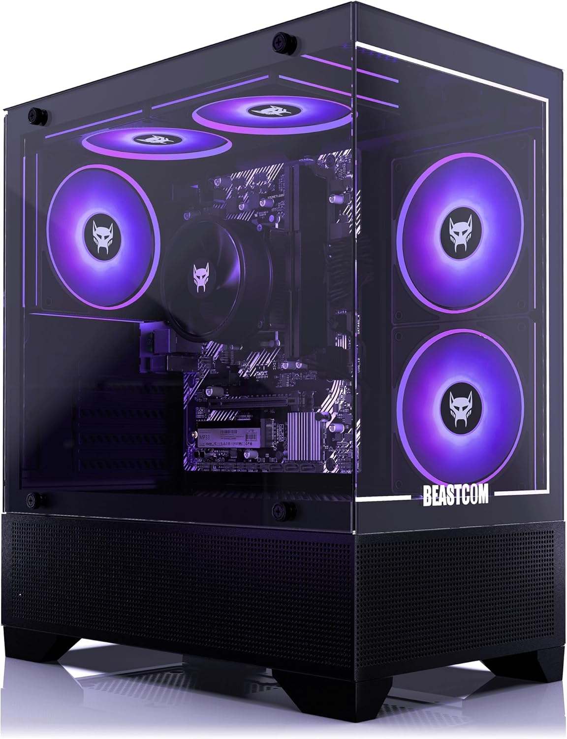 Beastcom Q3 Gaming PC Desktop Computer, AMD Ryzen 5 3400G, 4K Vega Graphics, 16GB RAM, 1TB M.2 NVMe, 500W PSU, WiFi