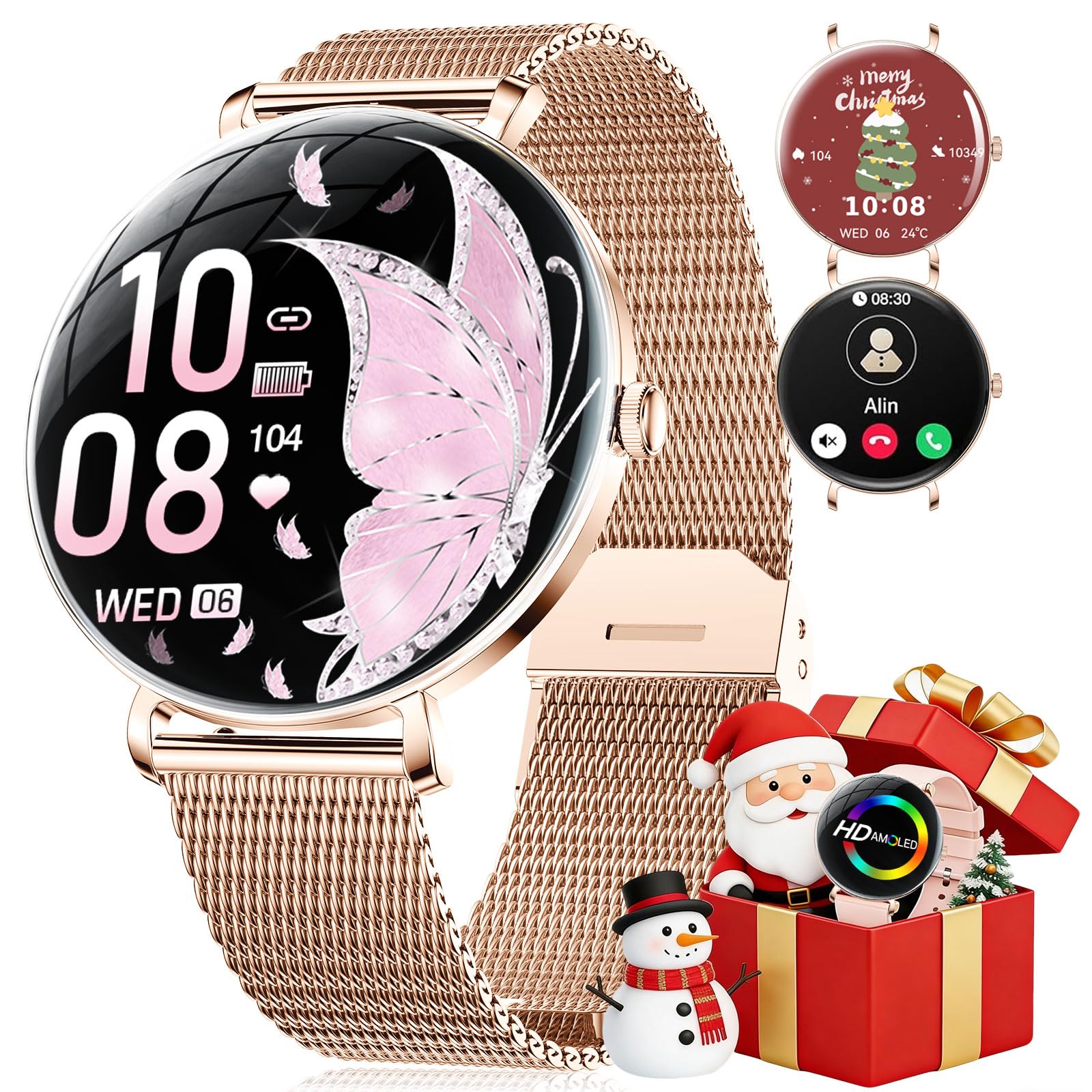 LIGE 2025 Reloj Inteligente Mujer, 1.43" AMOLED Smartwatch con Llamadas, Monitor Sueño, IP68 Impermeable, 2 Correas, Pulsera Actividad 100+ Modos Deportivos para Android iOS