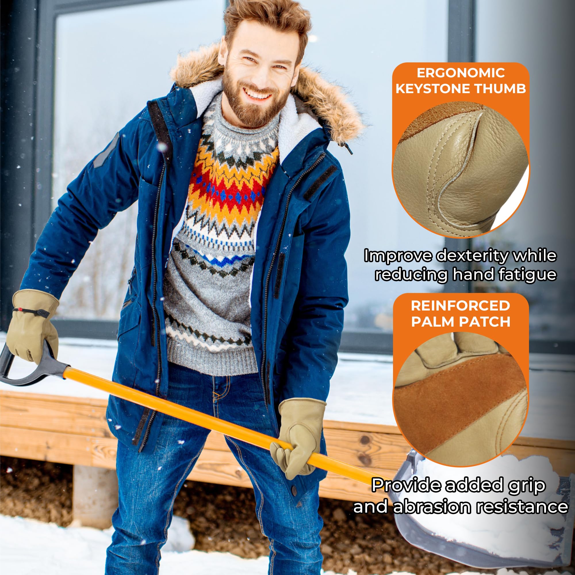 HANDLANDY Winter Leather Work Gloves - Image 3