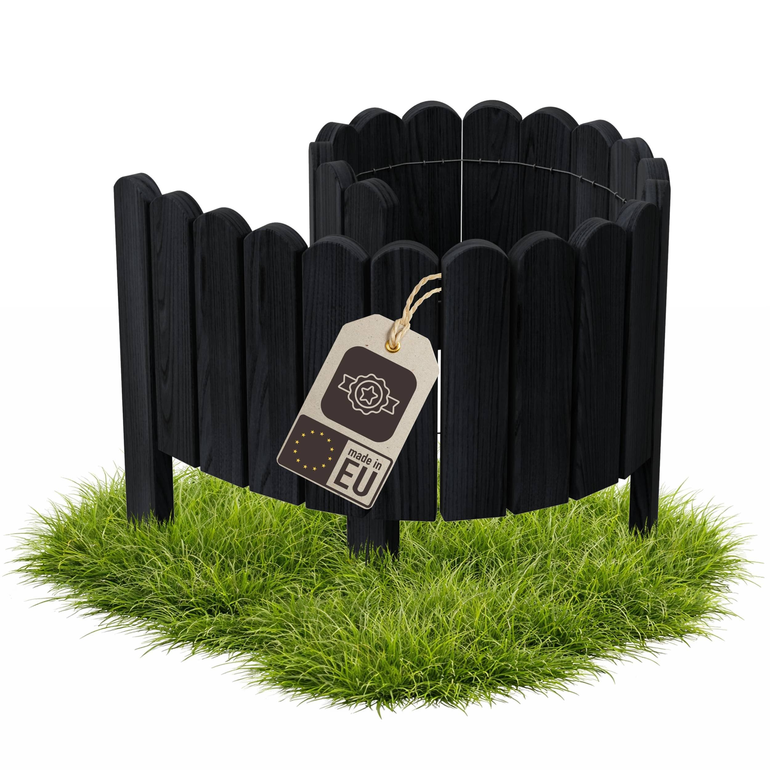 be4nature Flexible Wooden Garden Border 10 x 100 cm Black pressure treated roll border lawn edging decorative garden fence palisade bed edging — image 1