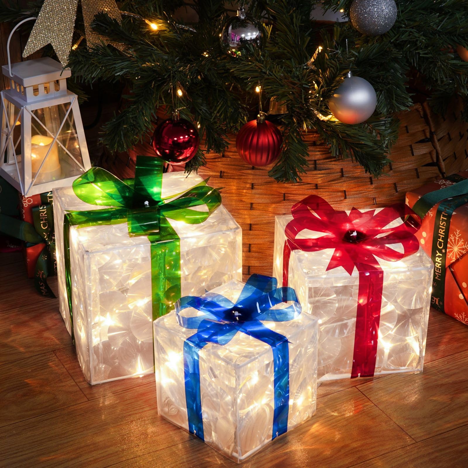 Amazon.co.jp: SANHSEHOME クリスマスライト付きギフトボックス3個