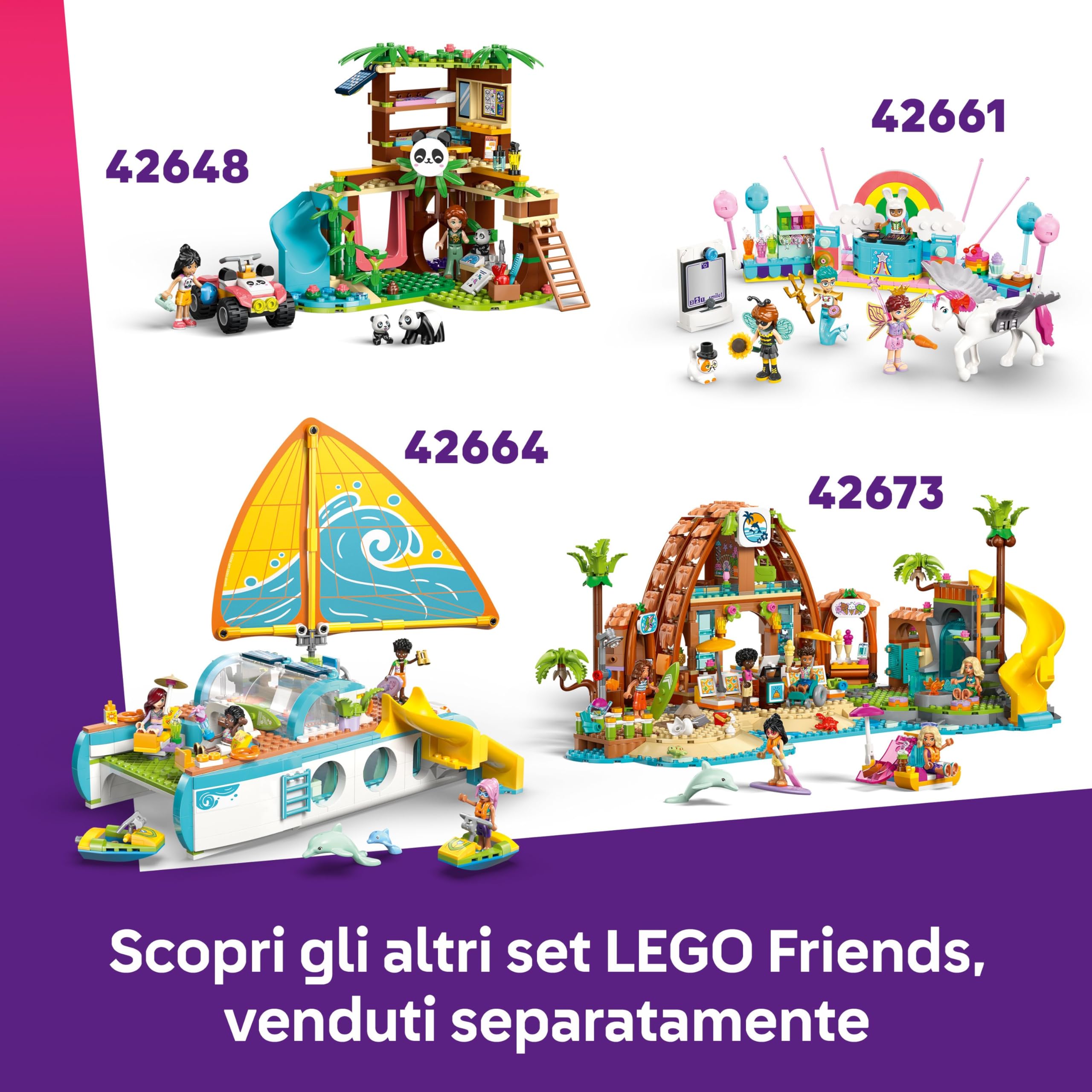 LEGO Friends Caffè delle Piante e Negozio di Fiori - Giocattolo con 4 Mini Bamboline, Gatto Domestico, Tram, Accessori da Cucina come Pasticcini, Tazze e Teiera - Regalo per Bambine da 9 Anni - 42671