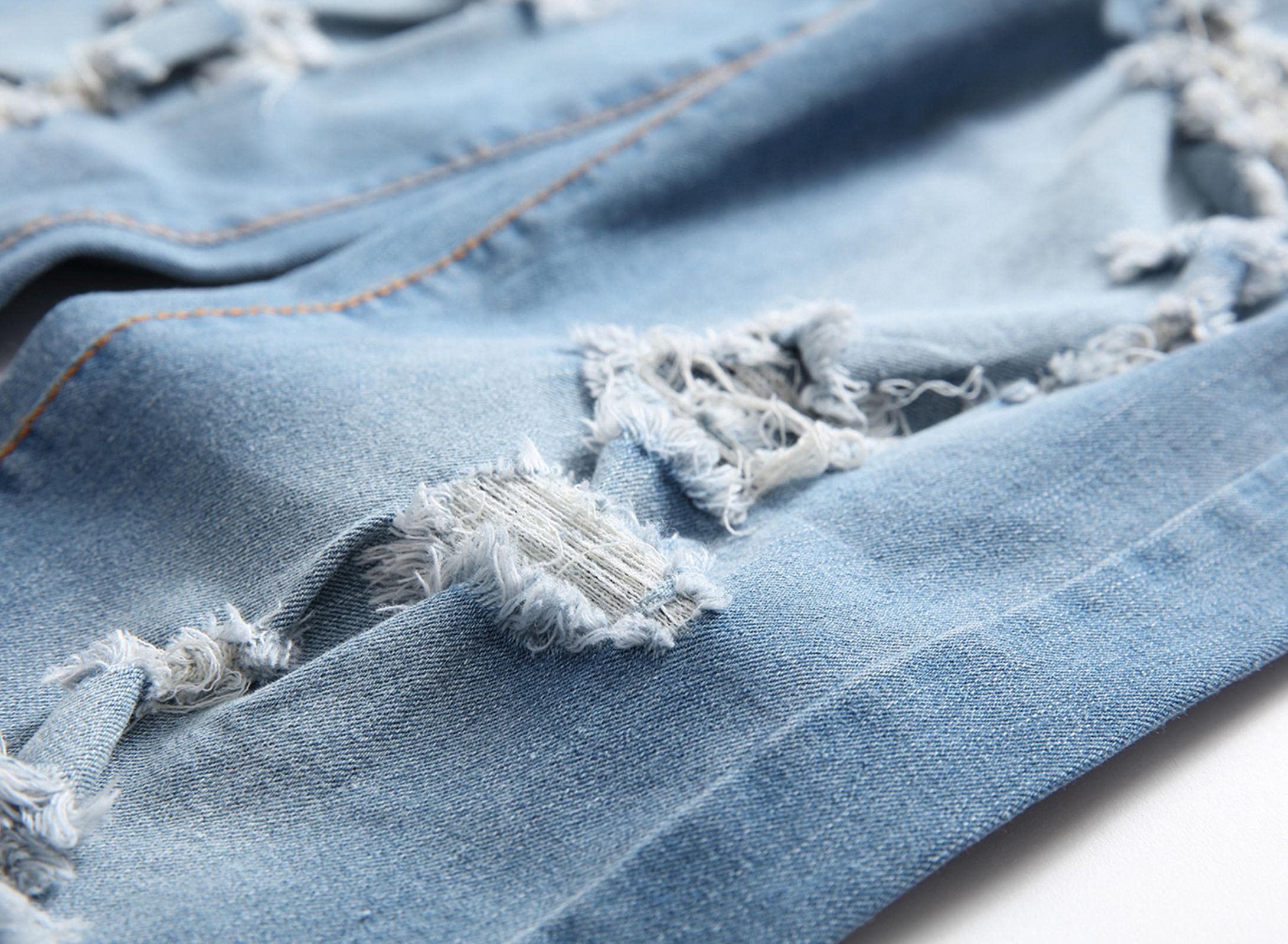 Jeans Uomo Slim Elasticizzati Strappati Con Fori - Blu, Taglia 50, Misto Cotone - 4