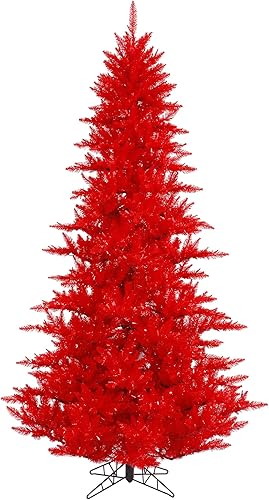 Vickerman Árbol de Navidad artificial de abeto rojo de 6.5 pies sin luz, decoración interior de temporada para el hogar