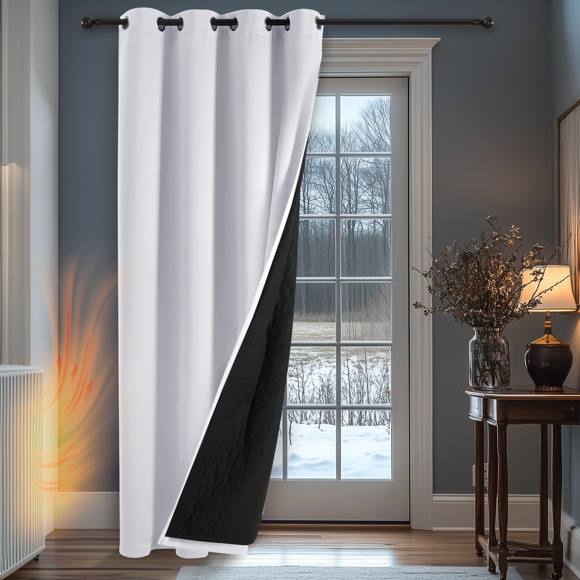 Deconovo Tenda Oscurante Termica Doppio Strato, Antivento, Pesante, Isolante per Freddo e Caldo, Adatta per Finestre e Porte, 200x260 CM, Grigio Perla, 1 Pezzo – Certificata Oeko-Tex® Standard 100
