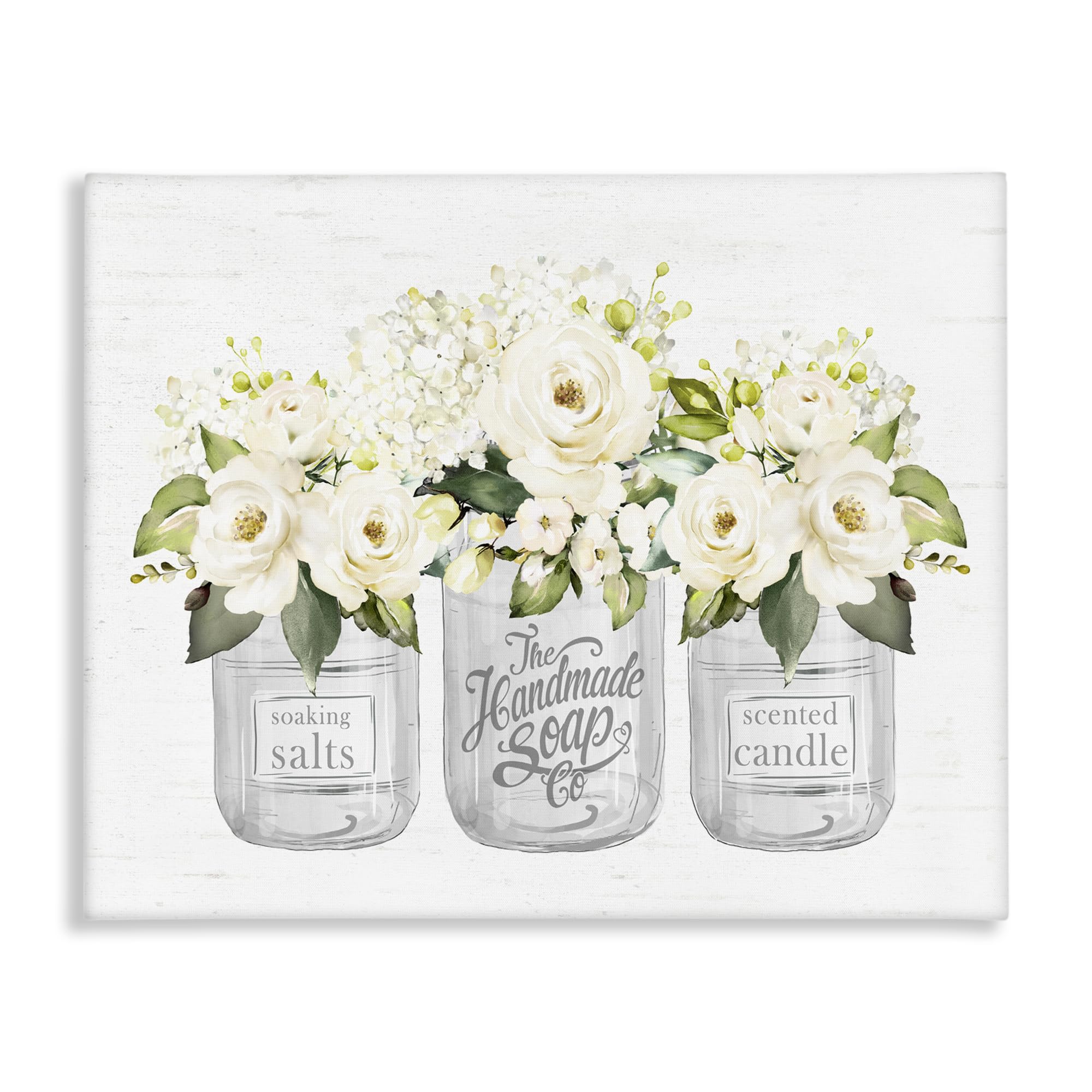 White Roses Rustic Candle Jars, 30 x 40 Inch Canvas Wall Art