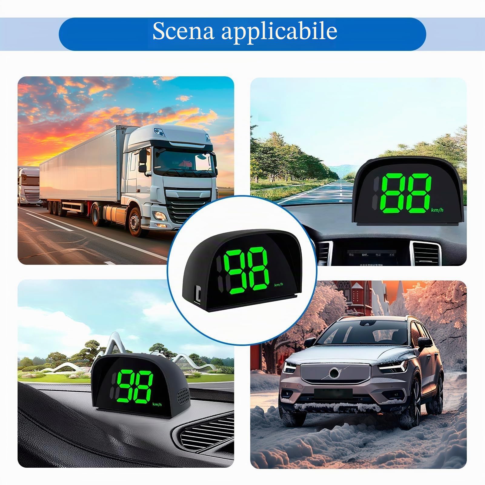 Tachimetro Digitale GPS Universale per Auto Moto Camion Bici Head up Display HUD per Car Velocità KMH Schermo LED con Parasole Facile da Installare USB Plug and Play