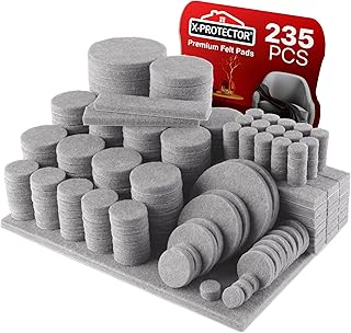 235 pcs Grey Felt Furniture Pads X-Protector! Huge Quantity of Furniture Pads for Hardwood Floors with Many Big Sizes – Your Ideal Wood Floor Protectors for Furniture. Protect Any Type of Hard Floor!