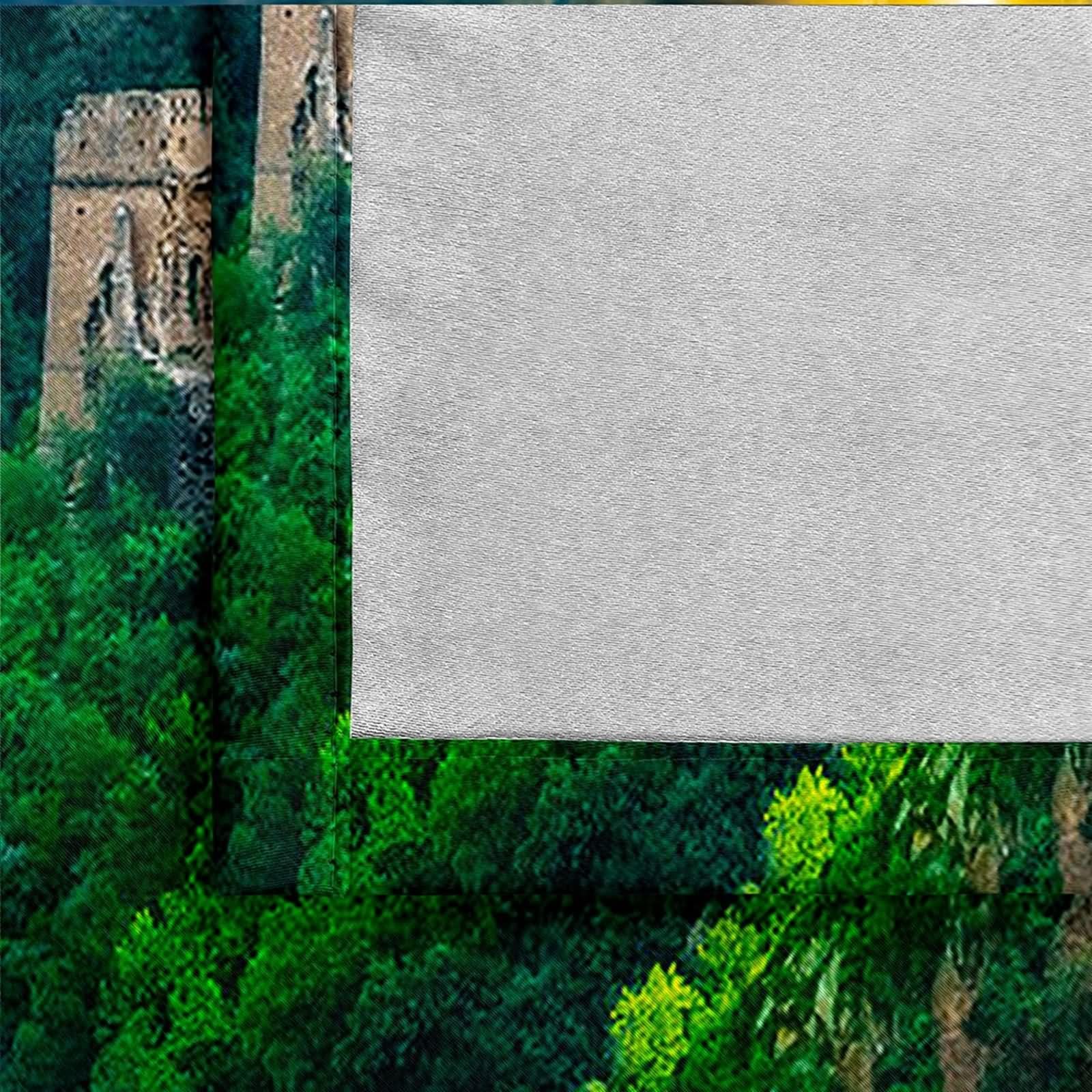 Zasłona okienna, zaciemnienie zasłony żółty zielony brązowy krajobraz wielkiego muru poliester 2 panele 204x244cm