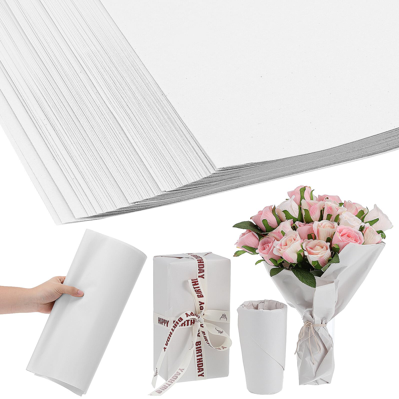 Homoyoyo 200 Blatt Rolle Versandpapier aus Hochdichtem Papier 38 X 70cm mit Großem Design für Blumengeschenkpapier und Verschiedene Festliche Anlässe