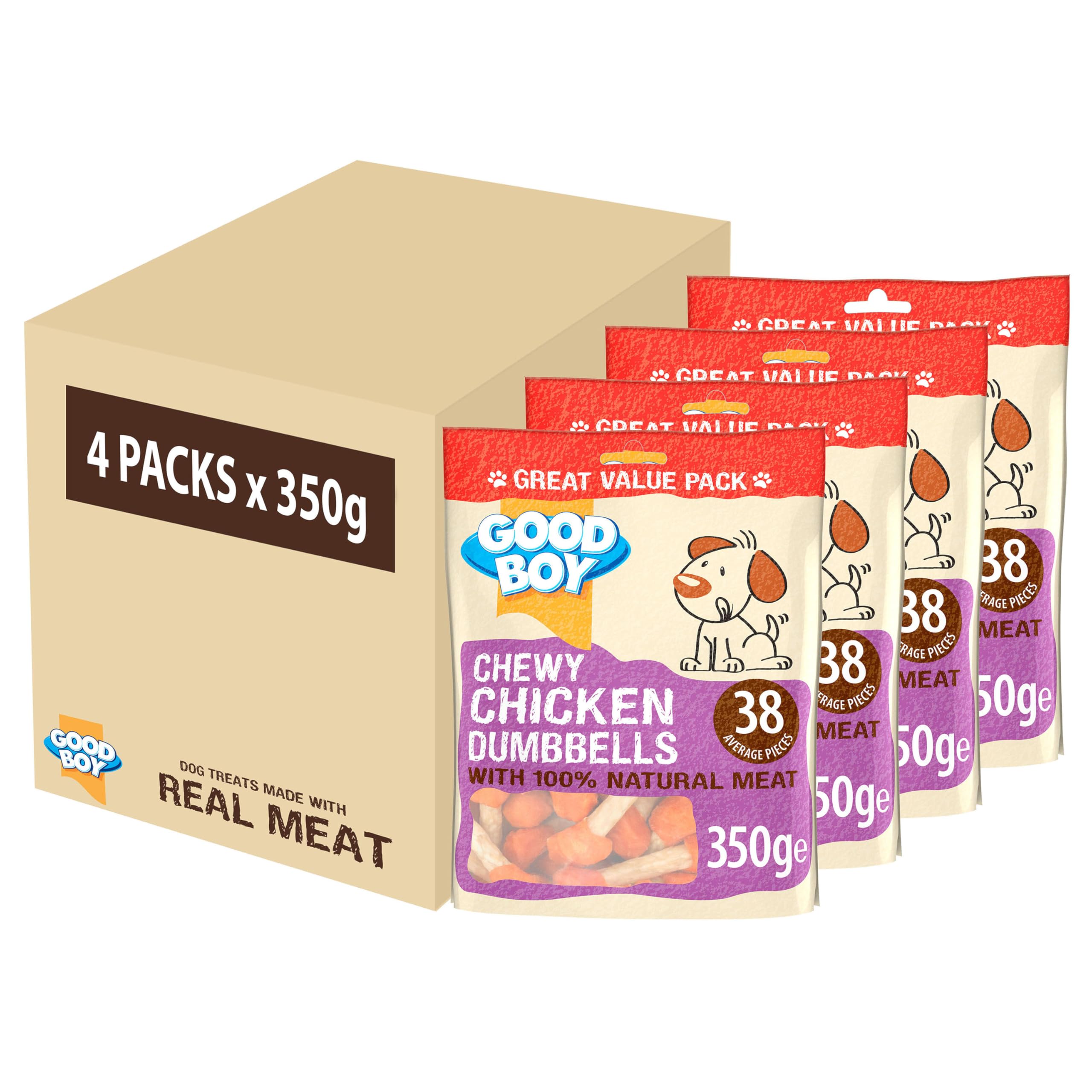 Good Boy, Chewy Chicken Dumbbells, Dog Treats, Made With 100% Natural Chicken Breast Meat, 350 Grams