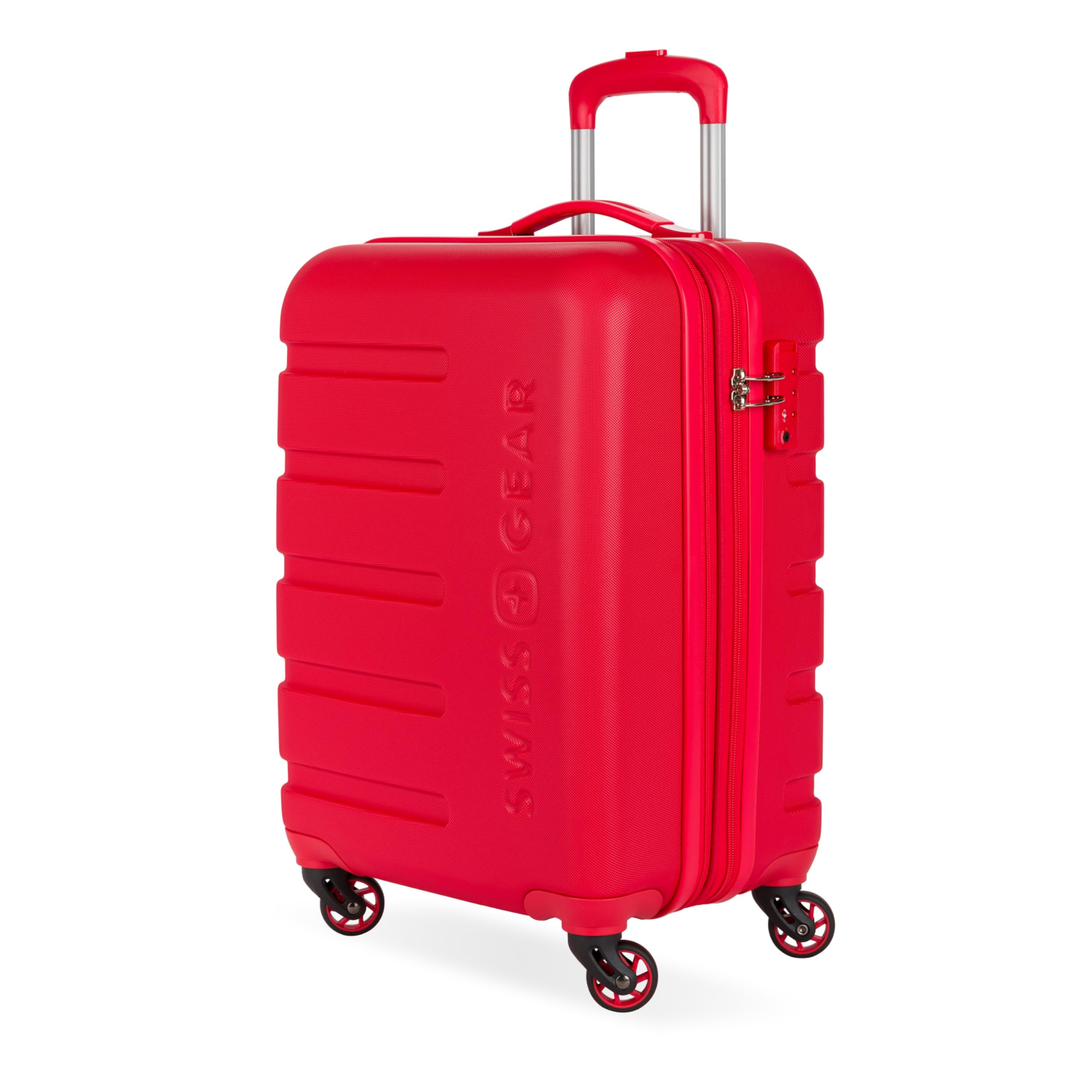 SWISSGEAR Signature Hardside Expandable Carry-On Spinner Luggage, ABS Construction, TSA-Friendly Lock, and Built-In Cupholder, Red, 19-Inch