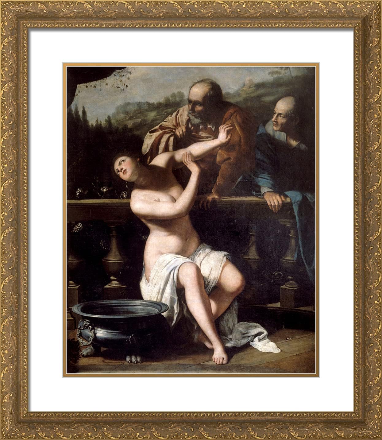 ArtDirect Gentileschi, Artemisia 20x23 Gold Ornate Framed Art Print with Double Matting Titled: Susanna and the Elders l