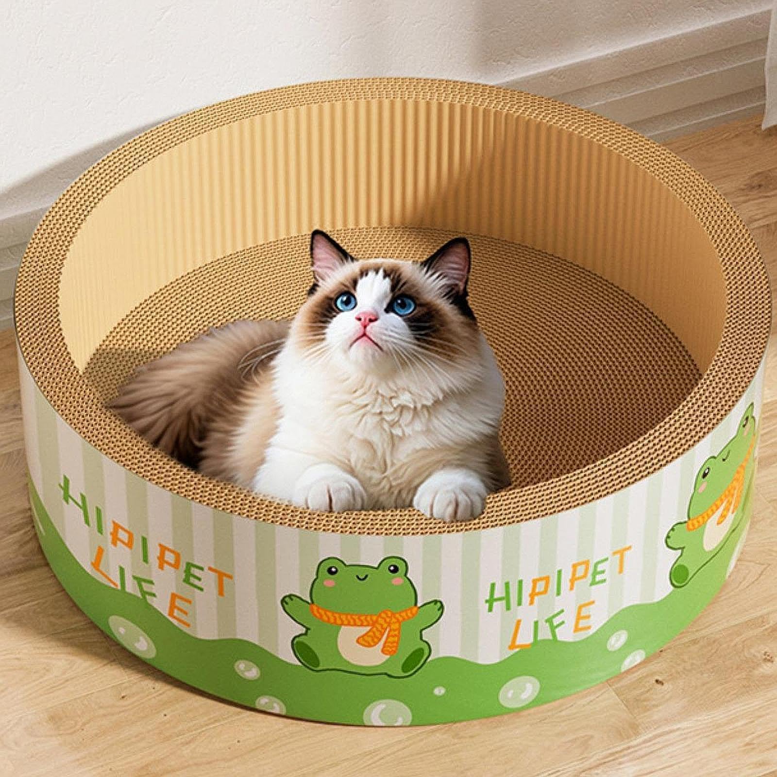 Cama rascadora de Papel Corrugado, Juguete para Gatos en casa, diseño Interactivo.