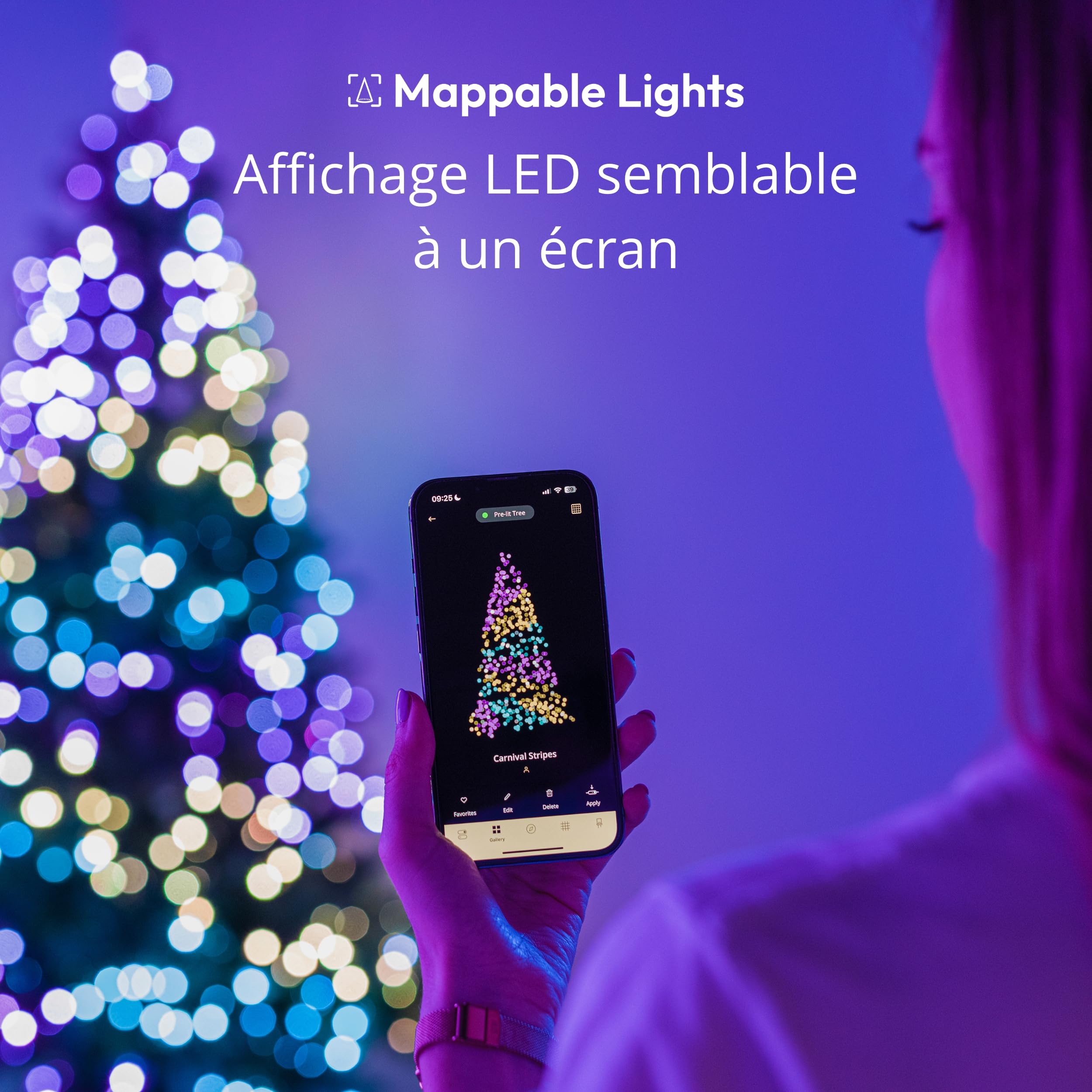 Twinkly Strings USB-C Pearls 200 LED, Guirlande Lumineuse en Forme de Perle, Fil LED Multicolore RGB, Lumières Saint-Valentin, Compatible avec Alexa, Google Home, Alimentation USB C, Fil Vert, 12m