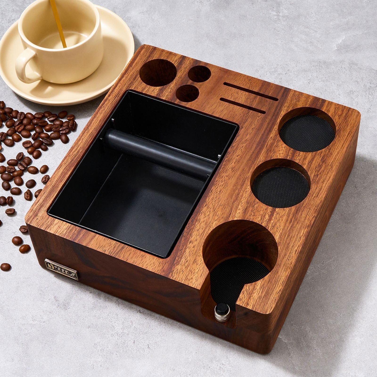 Robuste Pekannuss Kaffeezubehör Aufbewahrung mit elegantem Design, Ihrer Küche EIN natürliches Kaffeetablett aus Holz verleiht