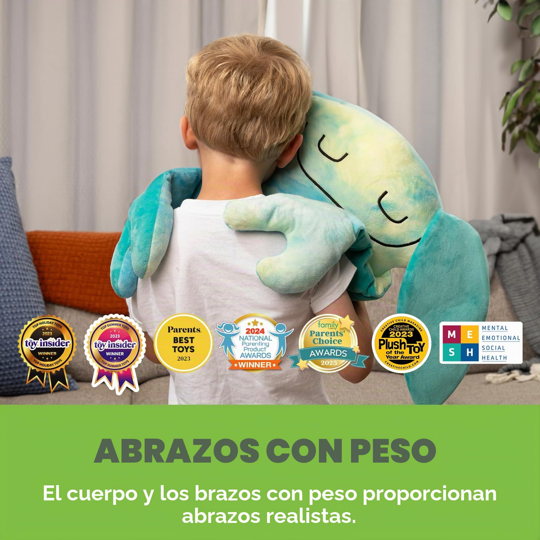 Bumpas Juguete de peluche pesado – Animal de peluche calmante lavable a máquina para niños – Los brazos y el cuerpo tienen peso para dar un abrazo realista – Compañero suave para jugar, siesta y